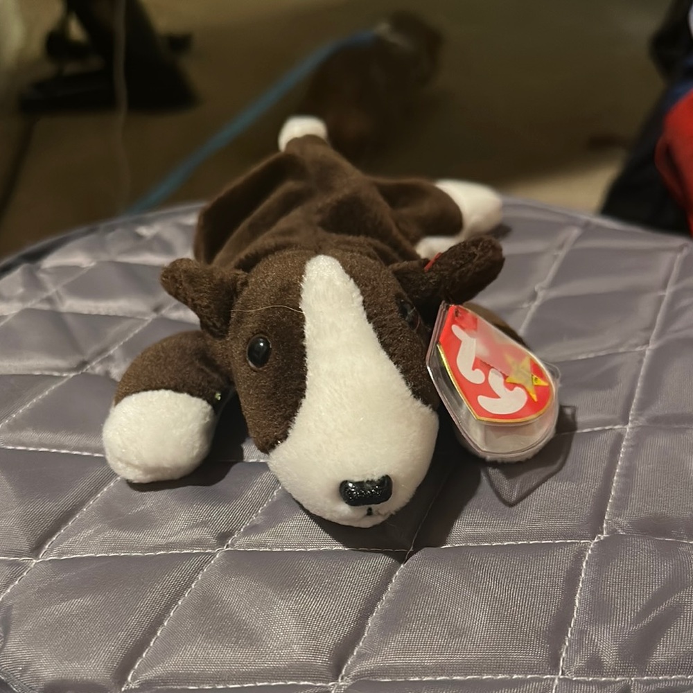 TY Beanie Baby Brown and White Dog Plush